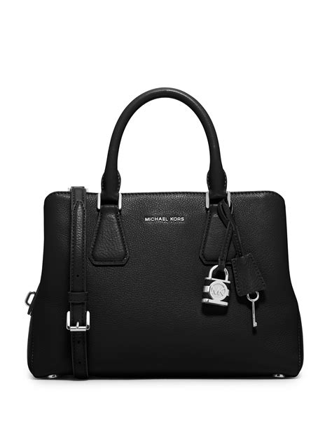 michael kors camille leather satchel black